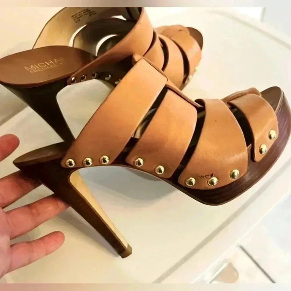 Michael Kors leather upper made heels Chestnut size 6.5 - Picture 2 of 9